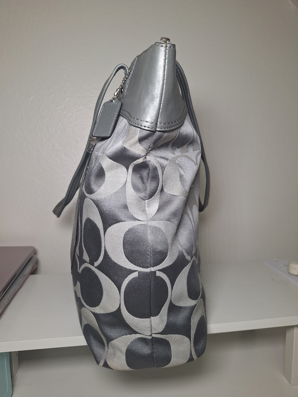 Coach Silver Gray Signature Tote - Picture 8 of 13